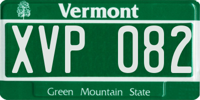 VT license plate XVP082