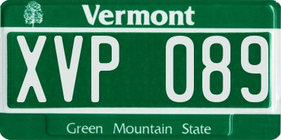 VT license plate XVP089