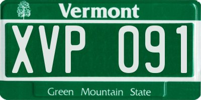 VT license plate XVP091
