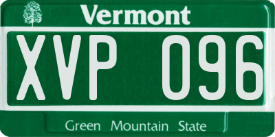 VT license plate XVP096
