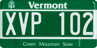 VT license plate XVP102