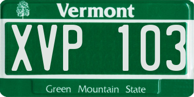 VT license plate XVP103
