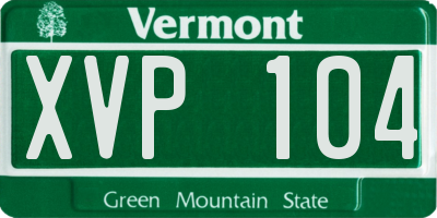 VT license plate XVP104