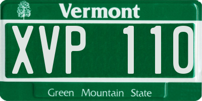 VT license plate XVP110