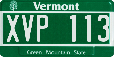 VT license plate XVP113