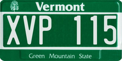 VT license plate XVP115
