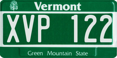 VT license plate XVP122