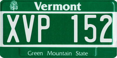 VT license plate XVP152