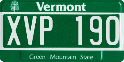 VT license plate XVP190