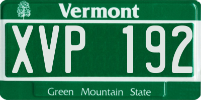 VT license plate XVP192