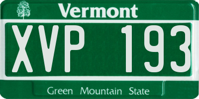 VT license plate XVP193