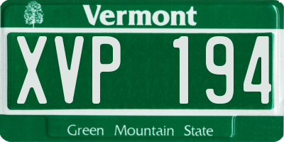 VT license plate XVP194