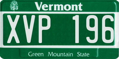 VT license plate XVP196