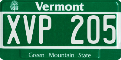 VT license plate XVP205