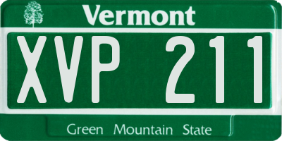 VT license plate XVP211