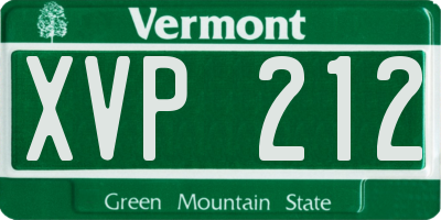VT license plate XVP212