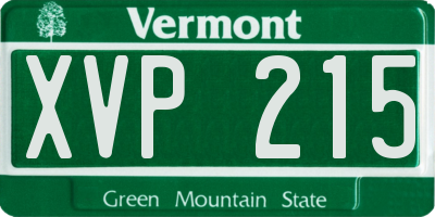 VT license plate XVP215