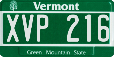 VT license plate XVP216