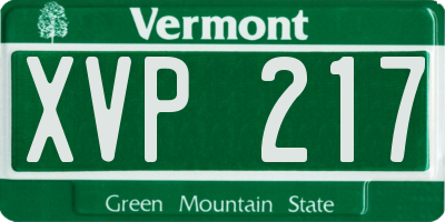 VT license plate XVP217