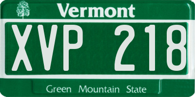 VT license plate XVP218