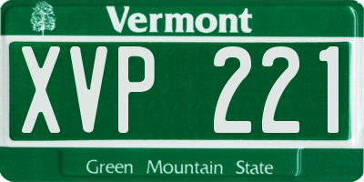 VT license plate XVP221