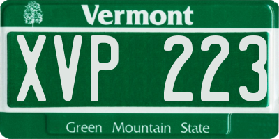 VT license plate XVP223