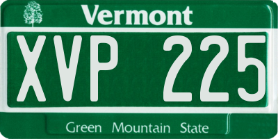 VT license plate XVP225