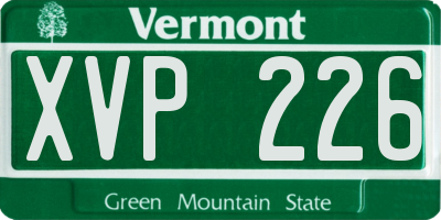 VT license plate XVP226