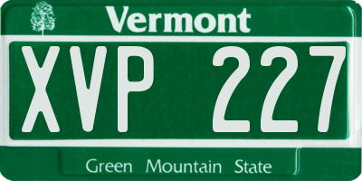 VT license plate XVP227