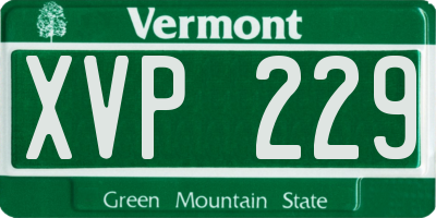 VT license plate XVP229