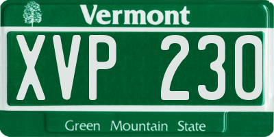 VT license plate XVP230