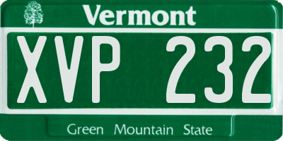 VT license plate XVP232