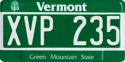 VT license plate XVP235