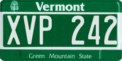 VT license plate XVP242