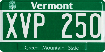 VT license plate XVP250