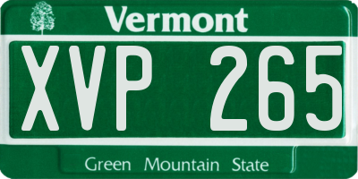 VT license plate XVP265