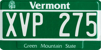 VT license plate XVP275