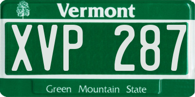 VT license plate XVP287