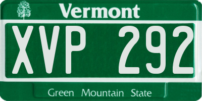VT license plate XVP292