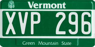 VT license plate XVP296