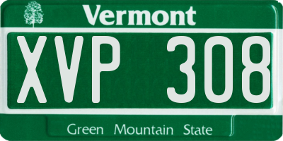 VT license plate XVP308