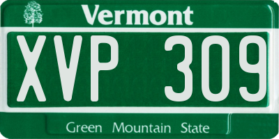 VT license plate XVP309
