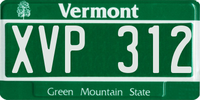 VT license plate XVP312