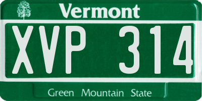 VT license plate XVP314