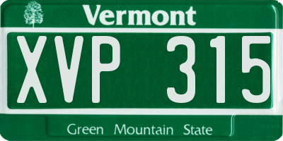 VT license plate XVP315