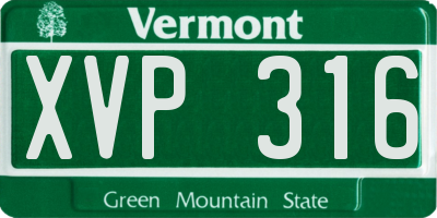 VT license plate XVP316