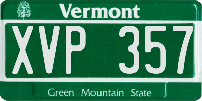 VT license plate XVP357