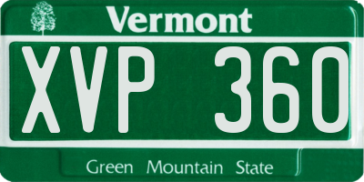 VT license plate XVP360
