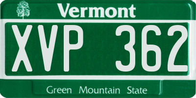 VT license plate XVP362