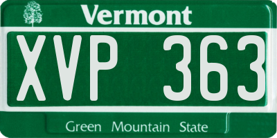 VT license plate XVP363